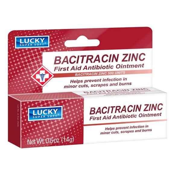 LUCKY FIRST AID ANTIBIOTIC OINTMENT W BACITRACIN 0.5oz (ITEM NUMBER: 14168)