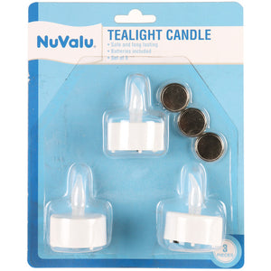 NUVALU PLASTIC LED TEA LIGHT CANDLES 3PCS (ITEM NUMBER: 14103)
