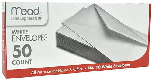 MEAD WHITE ENVELOPES-50CT/75050(ITEM NUMBER: 11569)