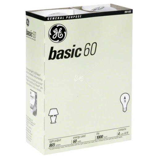 GE BASIC WHITE LIGHT BULB-4PK/60W (ITEM NUMBER: 11642)