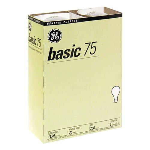 GE BASIC WHITE LIGHT BULB-4PK/75W (ITEM NUMBER: 11643)
