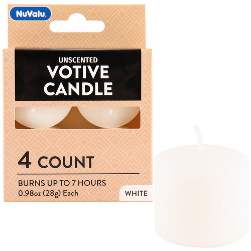 NUVALU VOTIVE CANDLE 4CT WHITE (ITEM NUMBER: 14111)