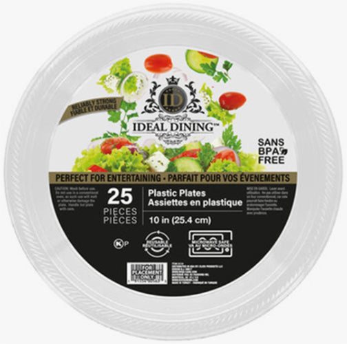 IDEAL DINING PLASTIC PLATE WHITE 10.25