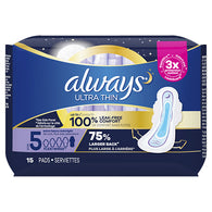 ALWAYS #03350 THIN OVERNIGHT SIZE 5 15CT (ITEM NUMBER: 11848)