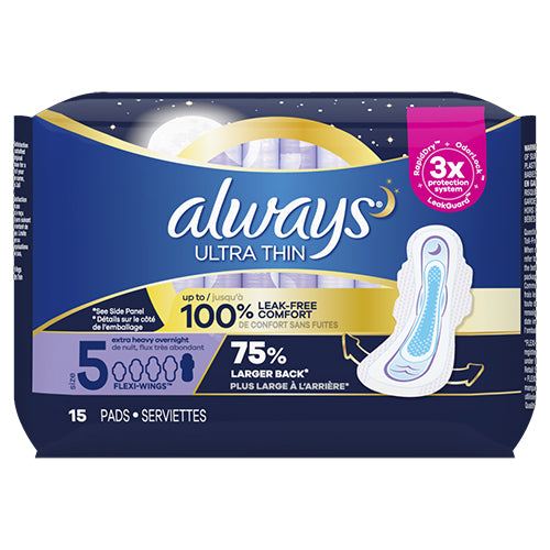 ALWAYS #03350 THIN OVERNIGHT SIZE 5 15CT (ITEM NUMBER: 11848)