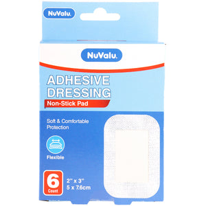 NUVALU DRESSING ADHESIVE BANDAGE 2IN X 3IN 6PC (ITEM NUMBER: 40019)
