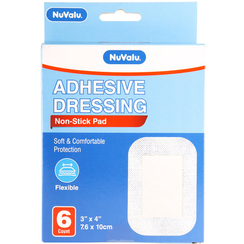 NUVALU DRESSING ADHESIVE BANDAGE 3IN X 4IN 6PC (ITEM NUMBER: 40035)