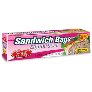 HOME #6073/50CT 6-1/2"X5-7/8" SANDWICH BAGS (ITEM NUMBER: 11921)