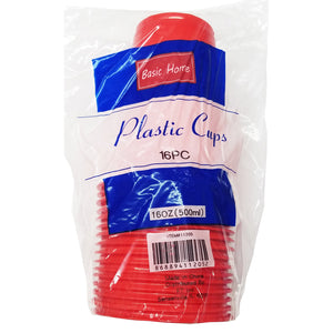 PLASTIC CUPS-16oz/RED 16CT (ITEM NUMBER: 12001)