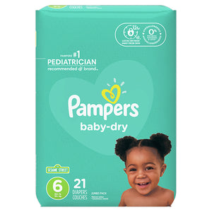 PAMPERS BABY DRY DIAPERS SIZE6 21CT (ITEM NUMBER: 12011)
