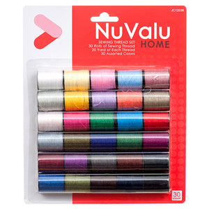 NUVALU SEWING THREAD 30PC COLOR W/ASST CLRS (ITEM NUMBER: 14076)