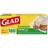 GLAD #60771 SANDWICH SIZE-180CT FOLD TOP (ITEM NUMBER: 12232)