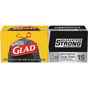 GLAD #70022 TRASH 30GAL-15CT DRAWSTRING (ITEM NUMBER: 12317)