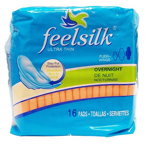 FEELSILK PADS W/WINGS-16CT OVERNIGHT (ITEM NUMBER: 12827)