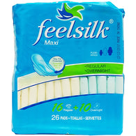 FEELSILK PADS W/WINGS-26CT REG/OVERNIGHT (ITEM NUMBER: 12839)