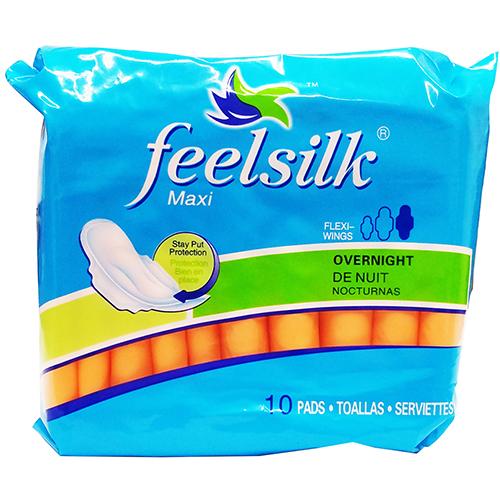 FEELSILK PADS W/WINGS-10CT OVERNIGHT (ITEM NUMBER: 12840)