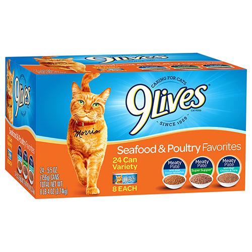 9 LIVES #53377 CAT CAN FOOD-VARIETY PACK SEAFOOD&POULTRY 5.5Z (ITEM NUMBER: 13306)