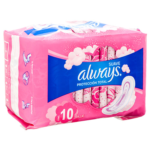 ALWAYS PADS 10CT MAXI PINK W/WINGS (ITEM NUMBER: 10709) – HOME