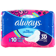 ALWAYS PADS 10CT PROTECCION TOTAL W/WING (ITEM NUMBER: 13499)