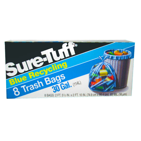 SURE TUFF RECYCLING BAGS 8CT 30GAL BLUE (ITEM NUMBER: 19017) – HOME PLUS  TRADING INC